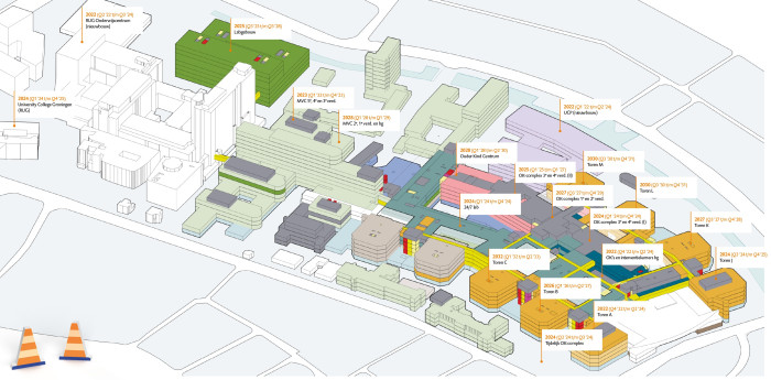 Plattegrond UMCG bouwt